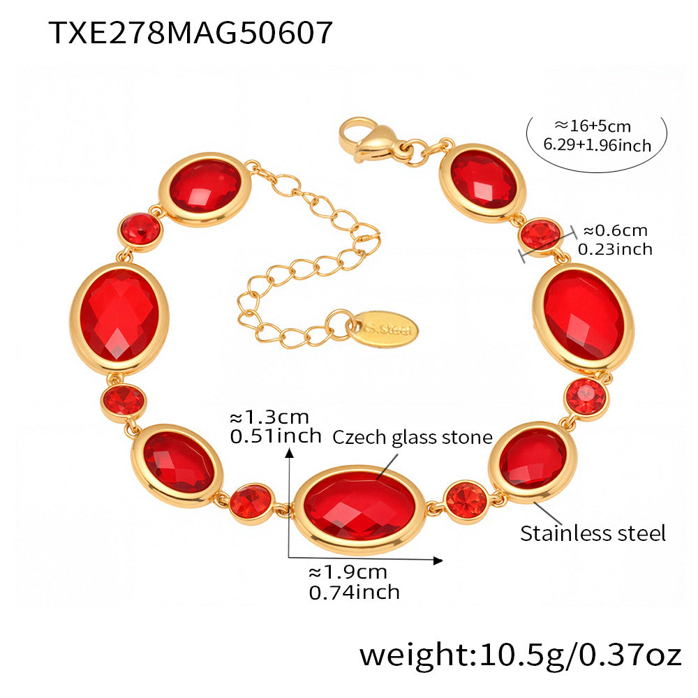 Oval Faceted Glass Bracelet