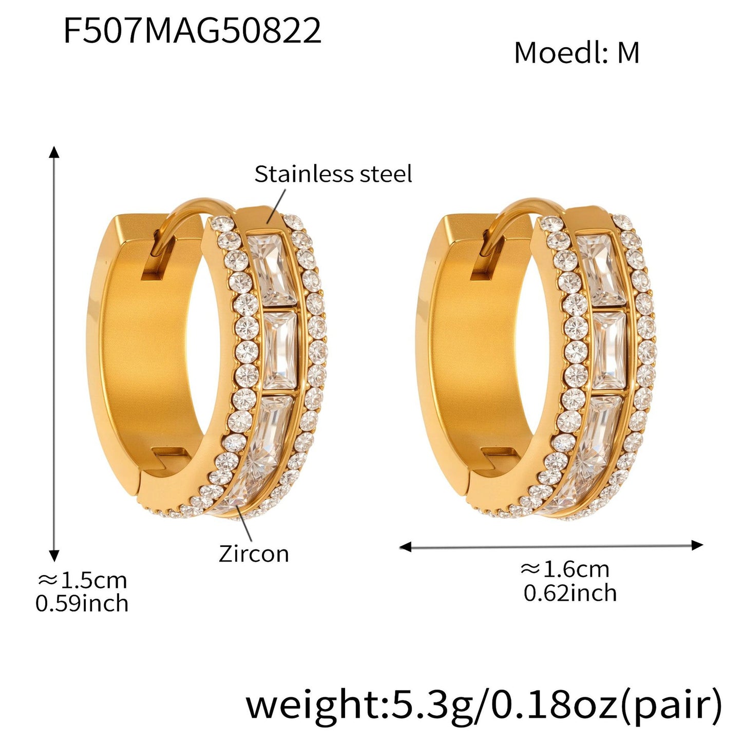 Zircon Hoop Earrings