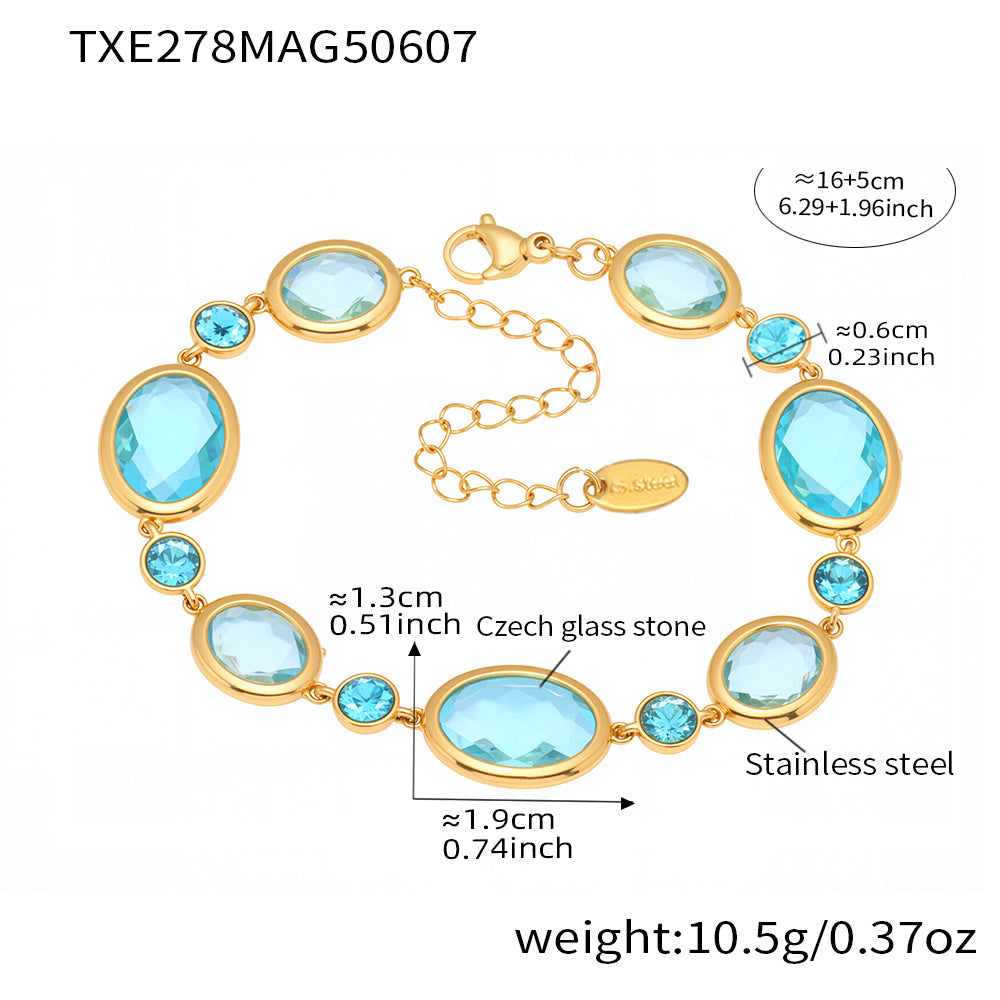 Oval Faceted Glass Bracelet