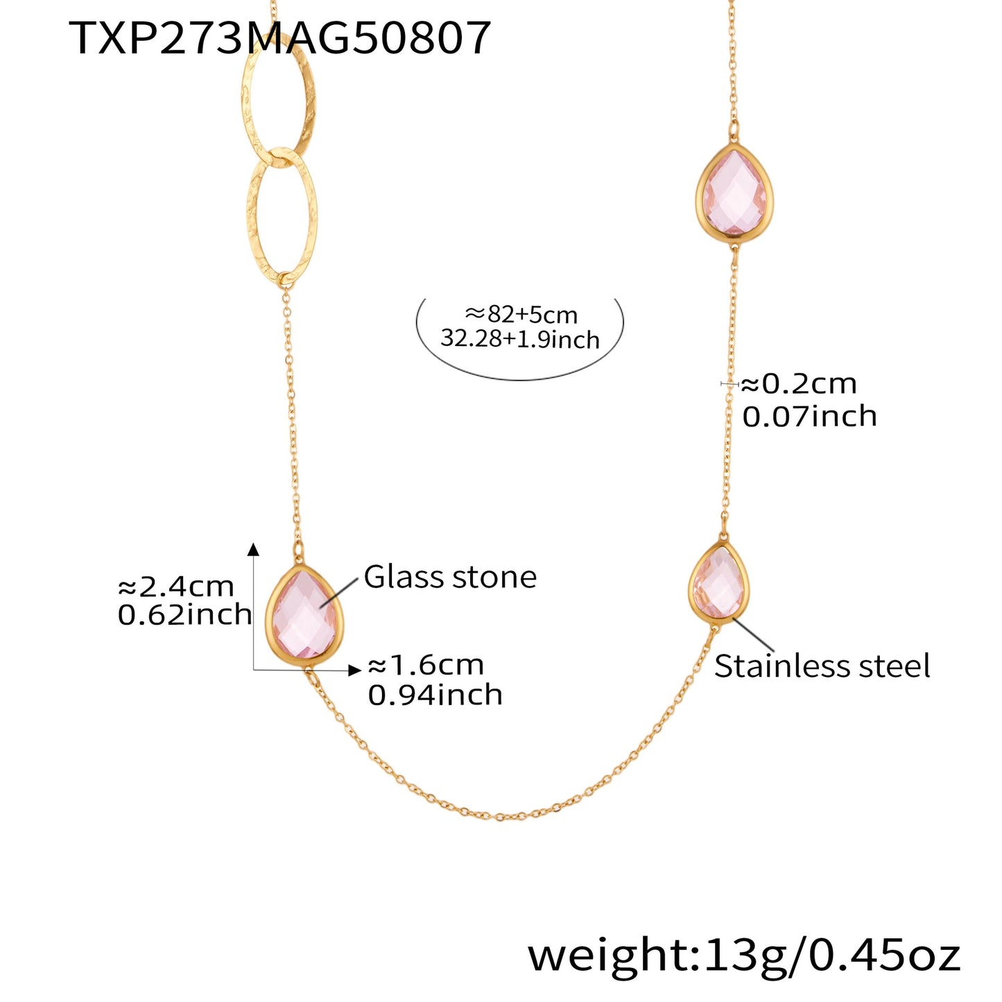 Glass Stone Spliced Hollow Circle Long Sweater Necklace