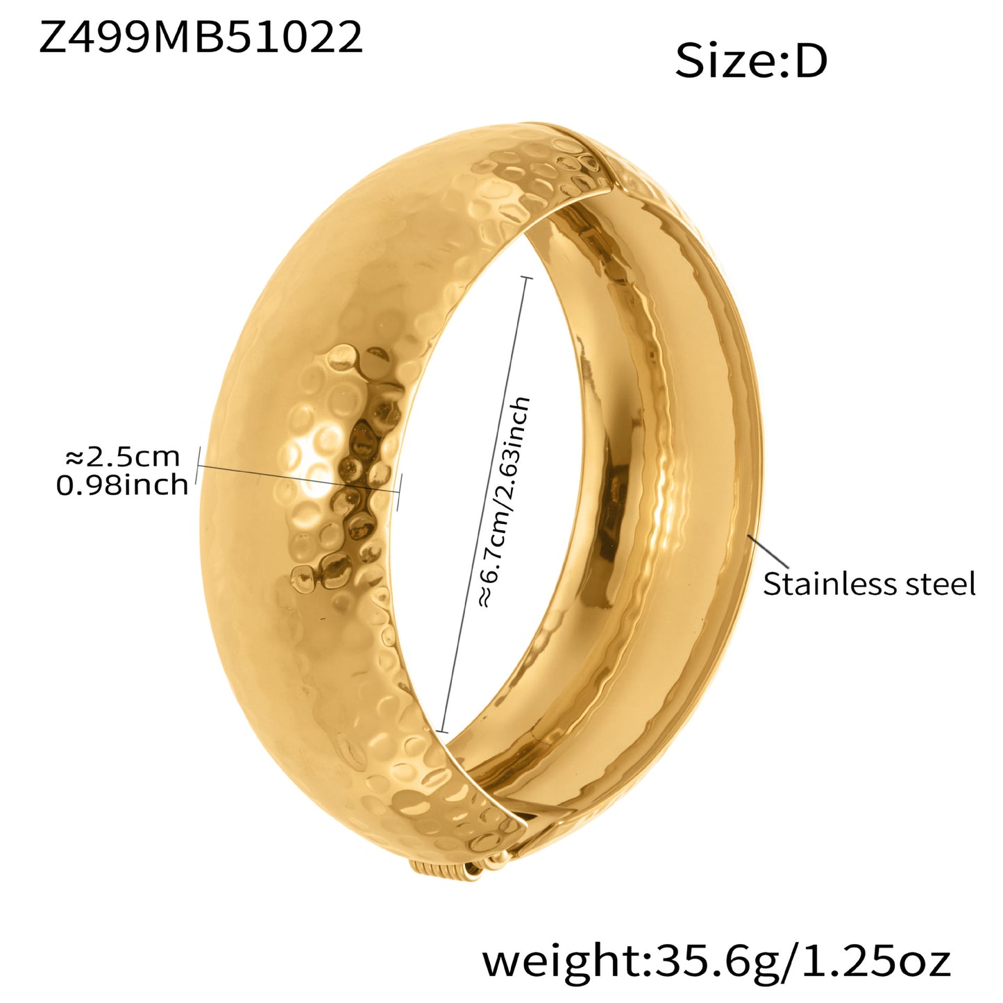 Wide Hammered Open Cuff Bracelet