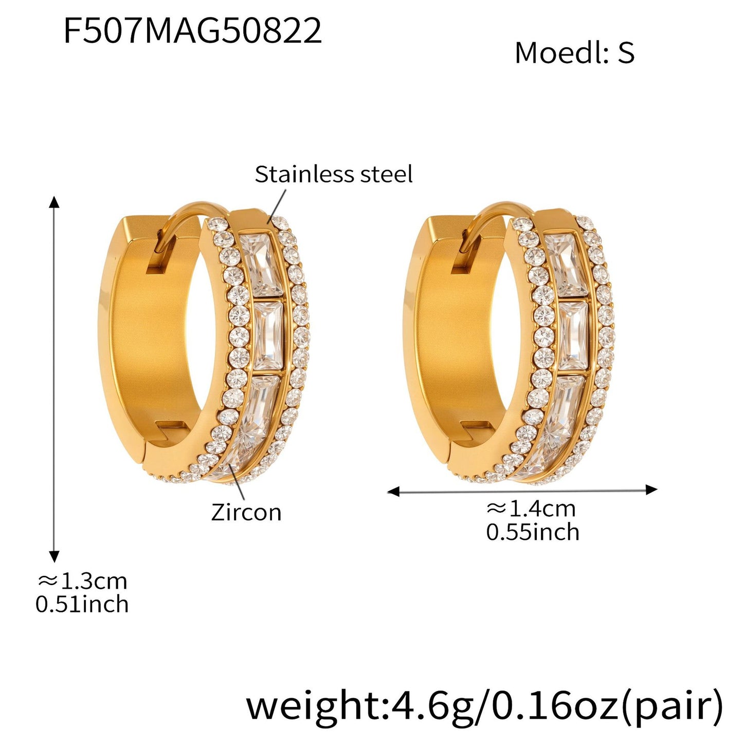 Zircon Hoop Earrings