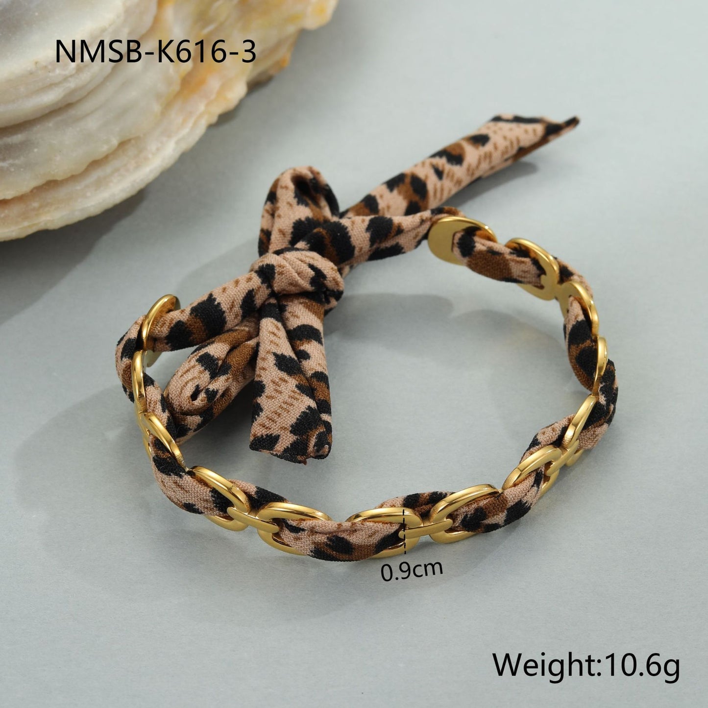 Leopard Print Ribbon Open Bangle
