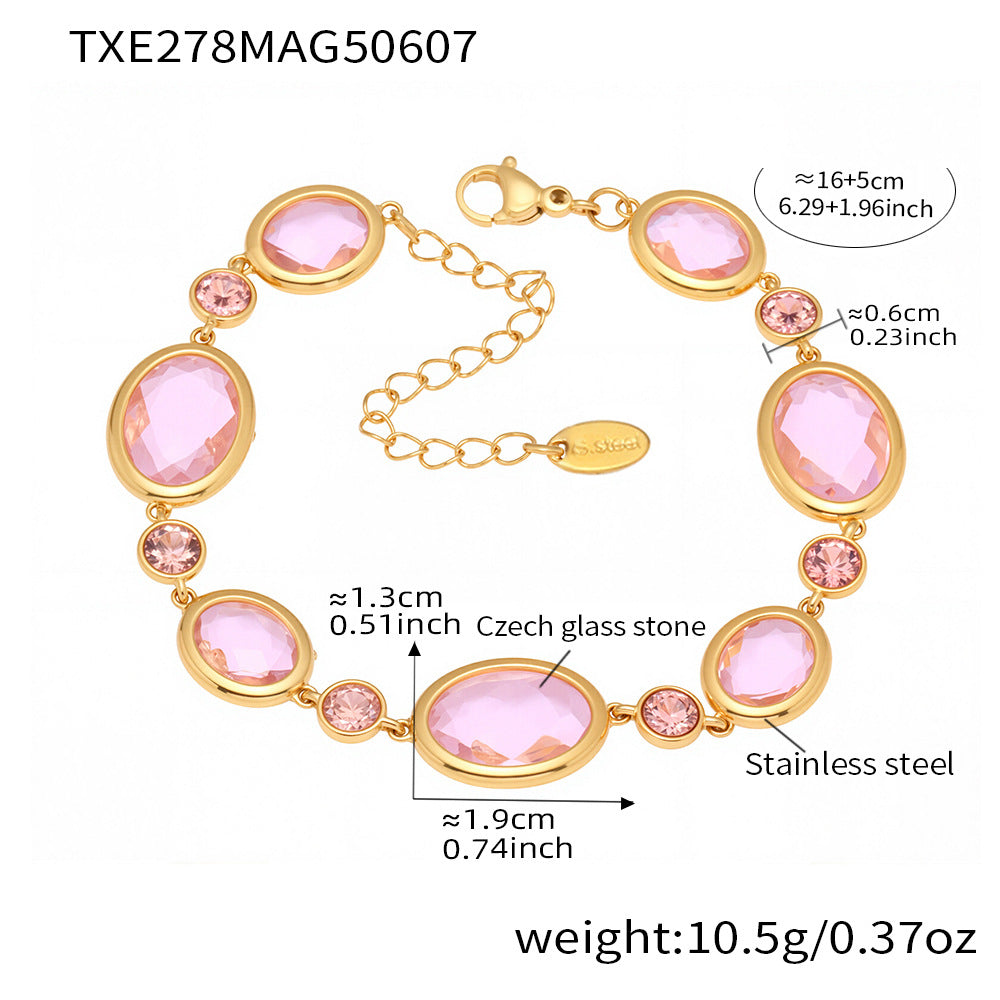 Oval Faceted Glass Bracelet