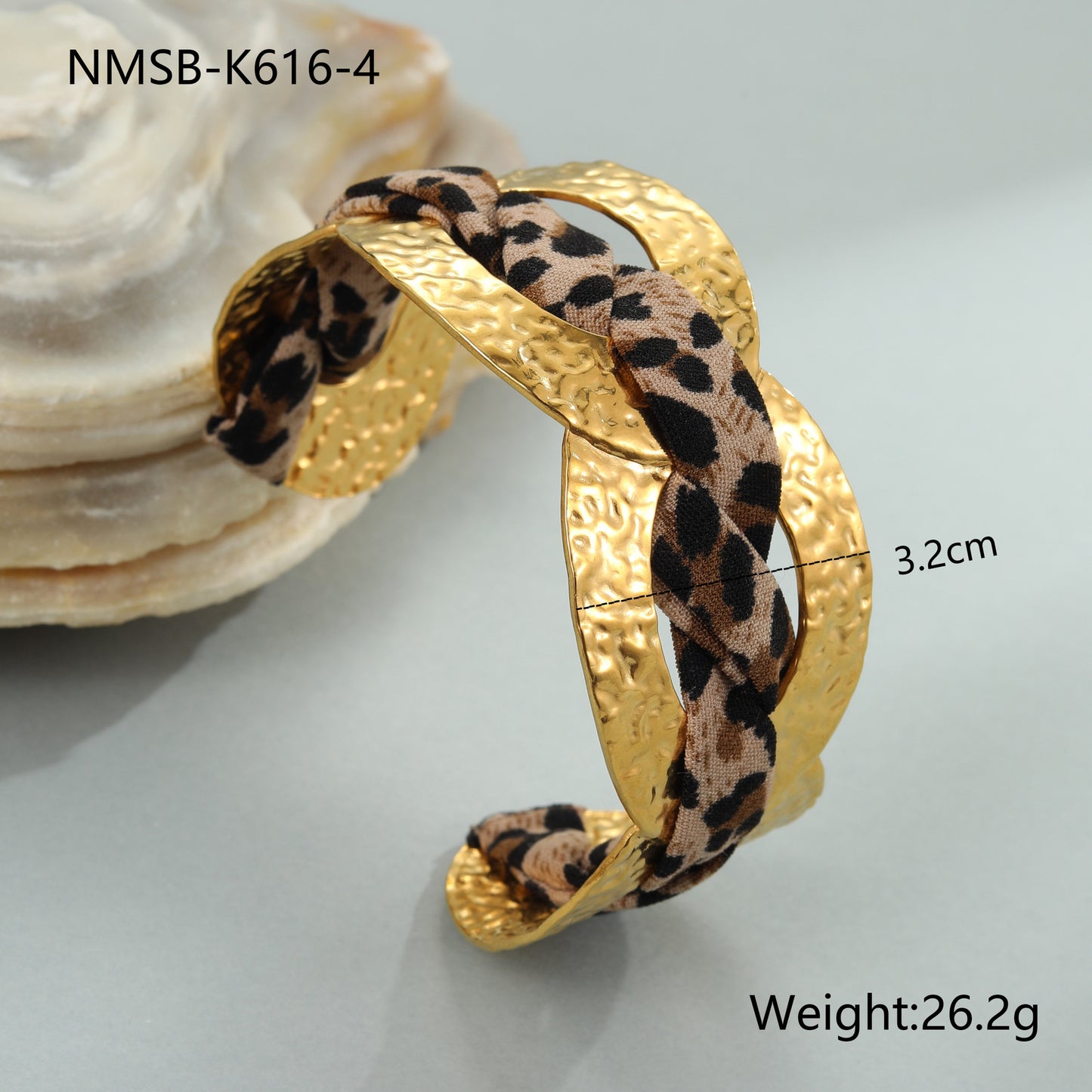Leopard Print Ribbon Open Bangle
