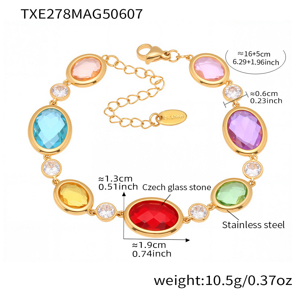 Oval Faceted Glass Bracelet