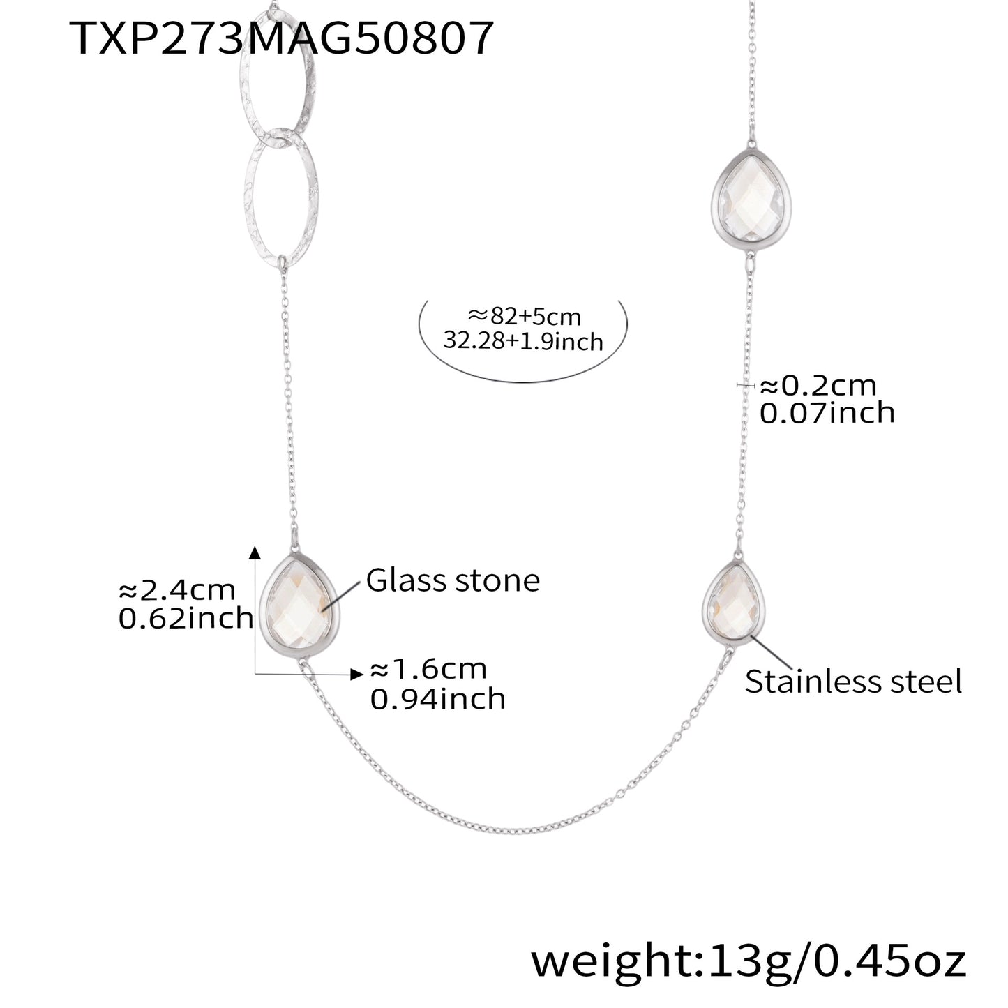 Glass Stone Spliced Hollow Circle Long Sweater Necklace