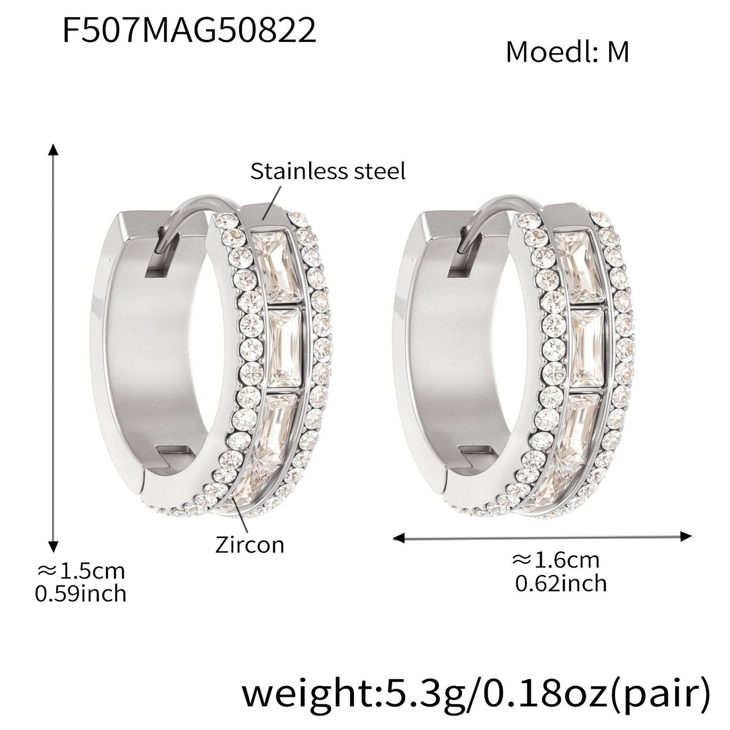 Zircon Hoop Earrings