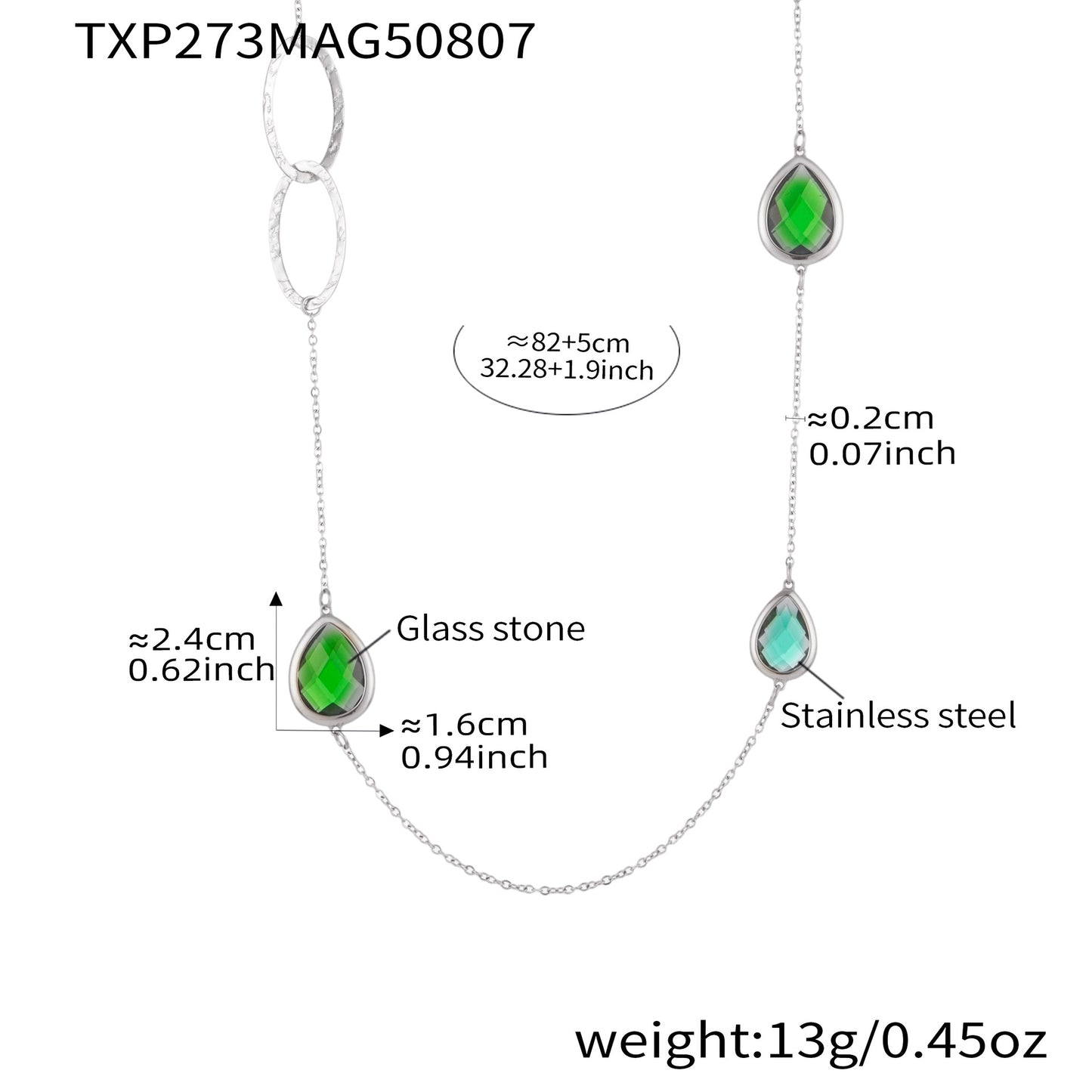 Glass Stone Spliced Hollow Circle Long Sweater Necklace