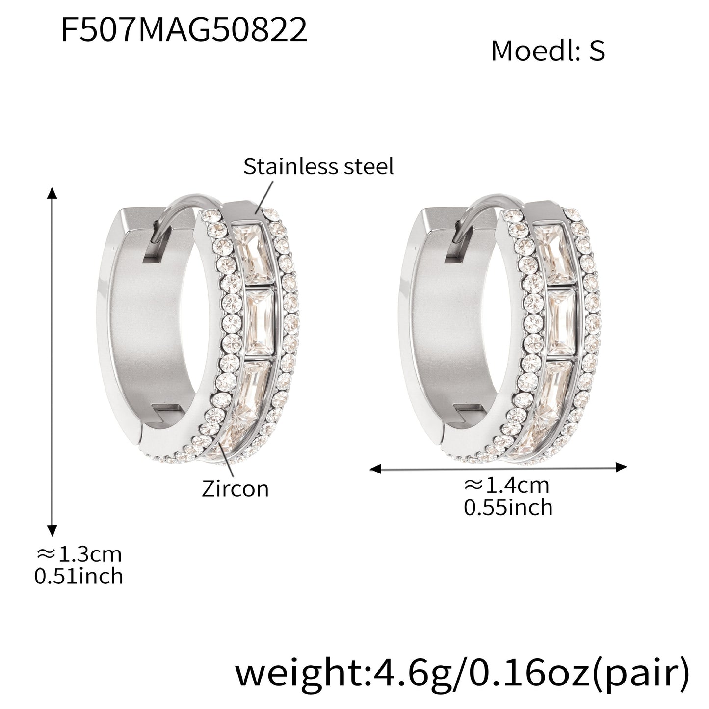 Zircon Hoop Earrings