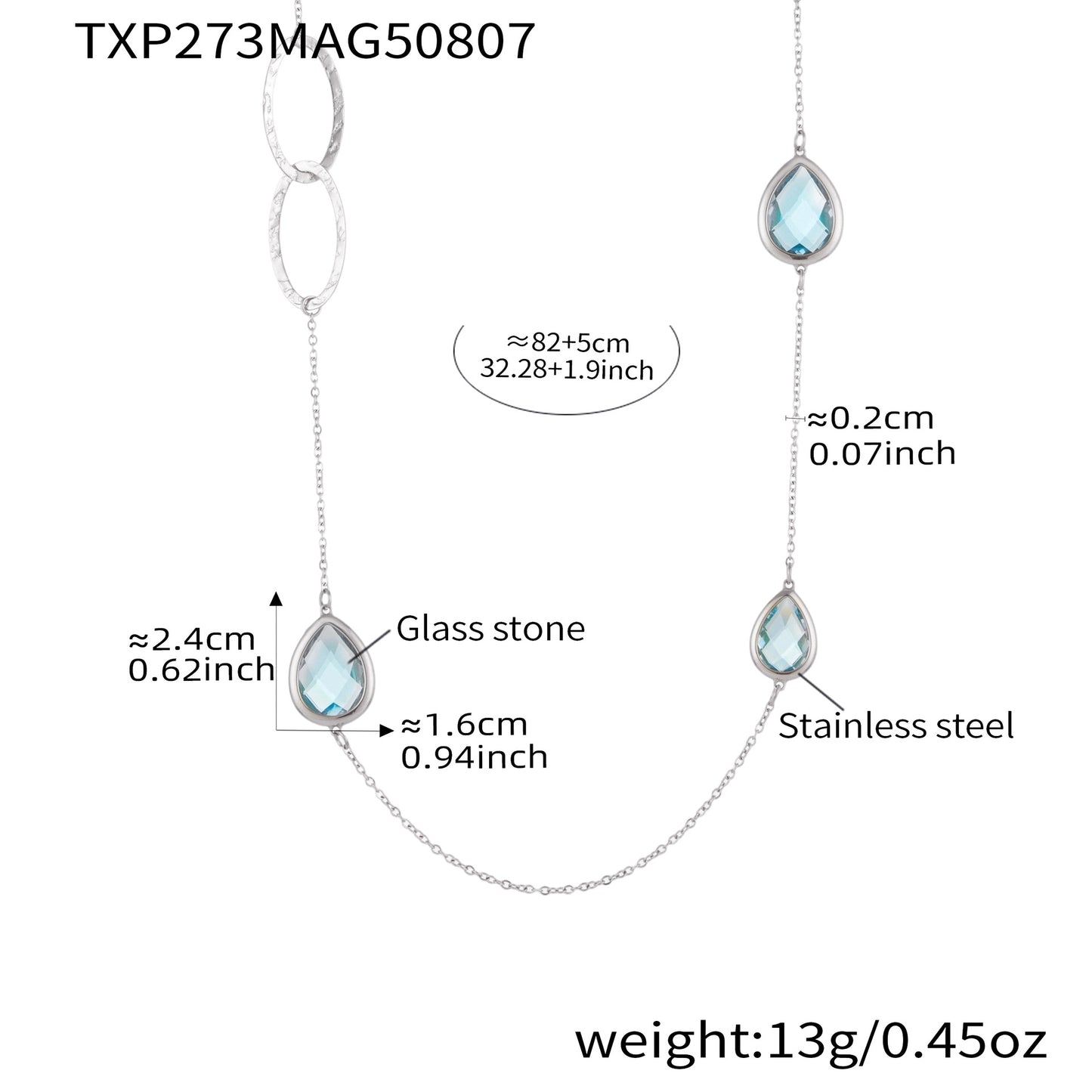 Glass Stone Spliced Hollow Circle Long Sweater Necklace