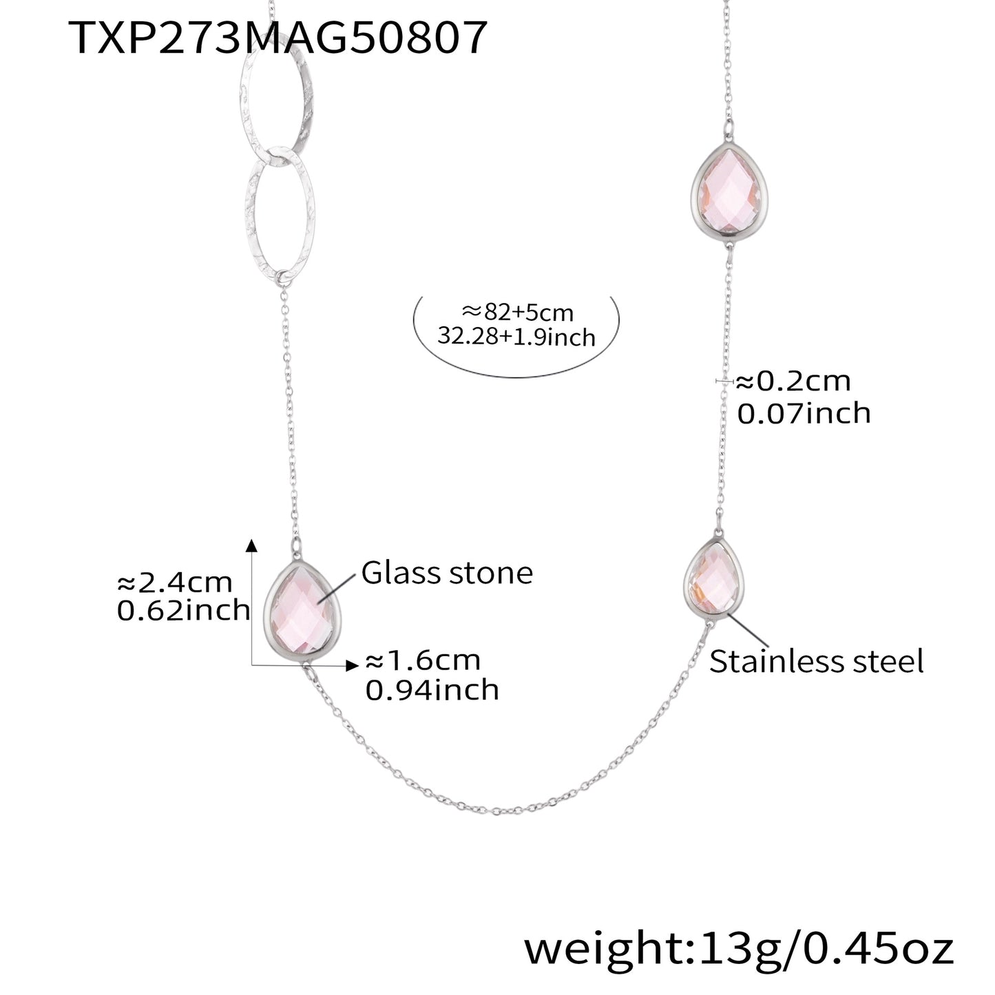 Glass Stone Spliced Hollow Circle Long Sweater Necklace