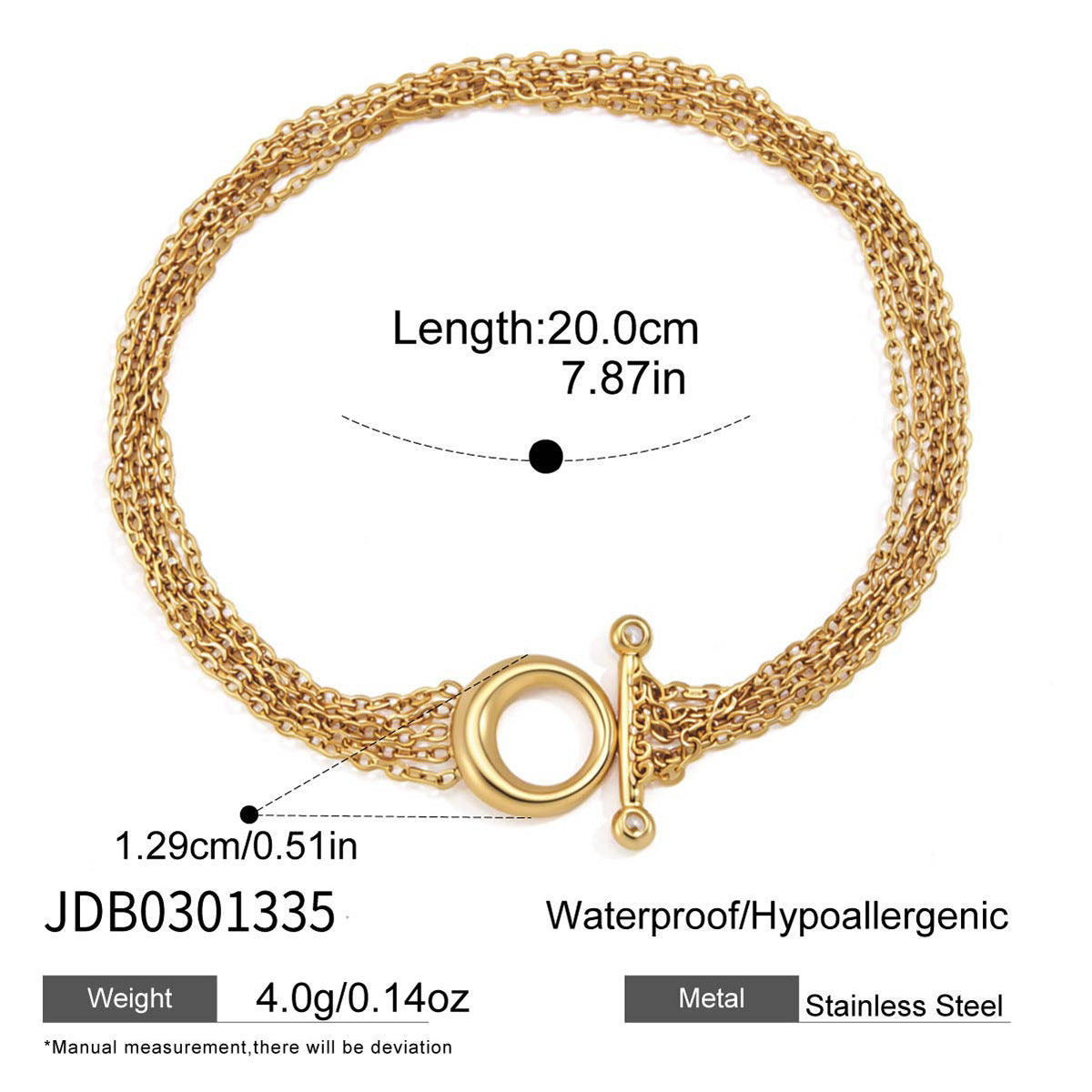 Minimalist Multi-Row Chain Wristband