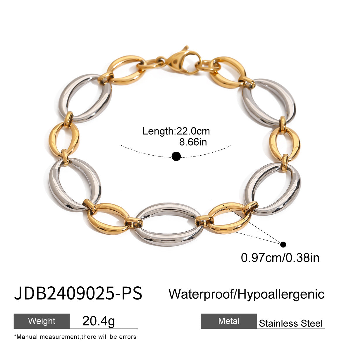Two-tone stainless steel bracelet