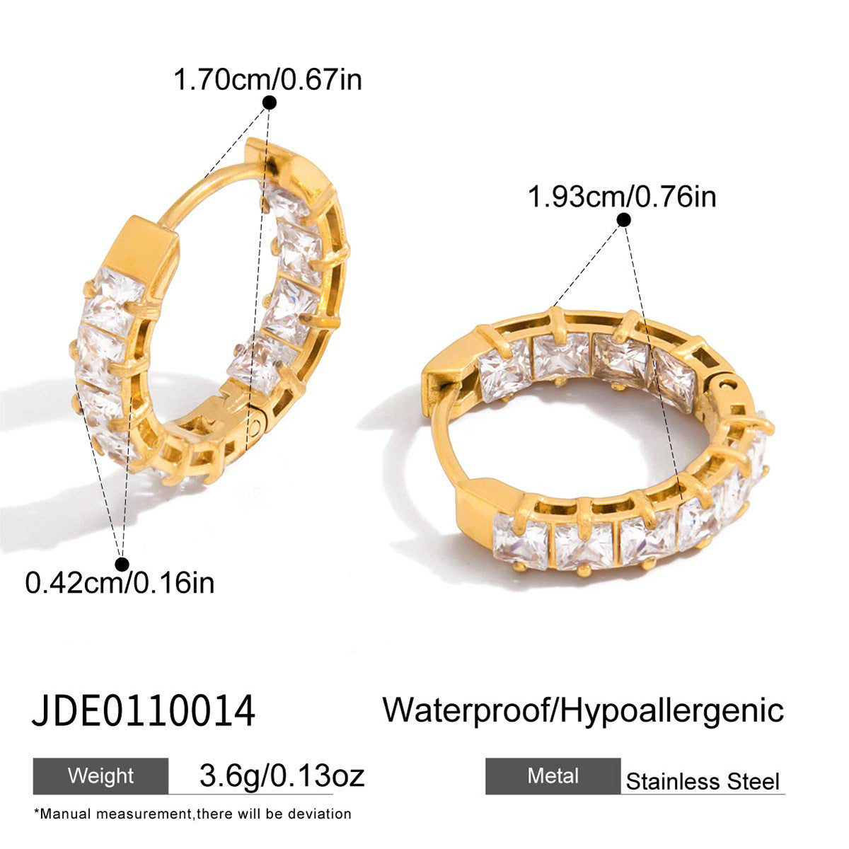 Waterproof Radiant Zirconia Hoops