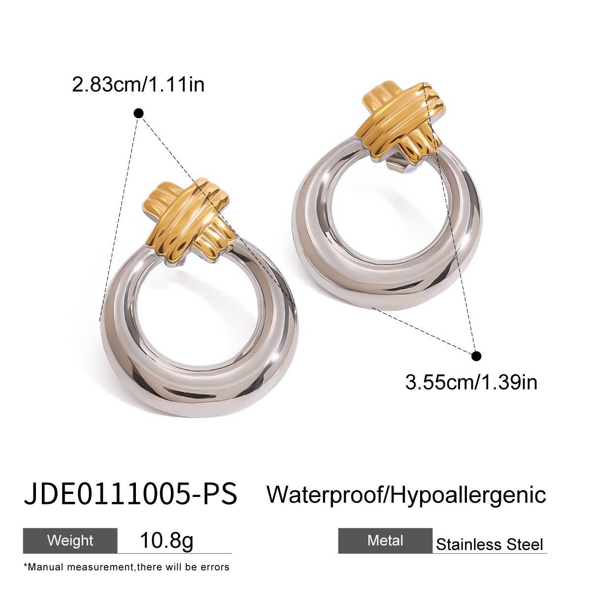 Two-tone stainless steel hoop earrings