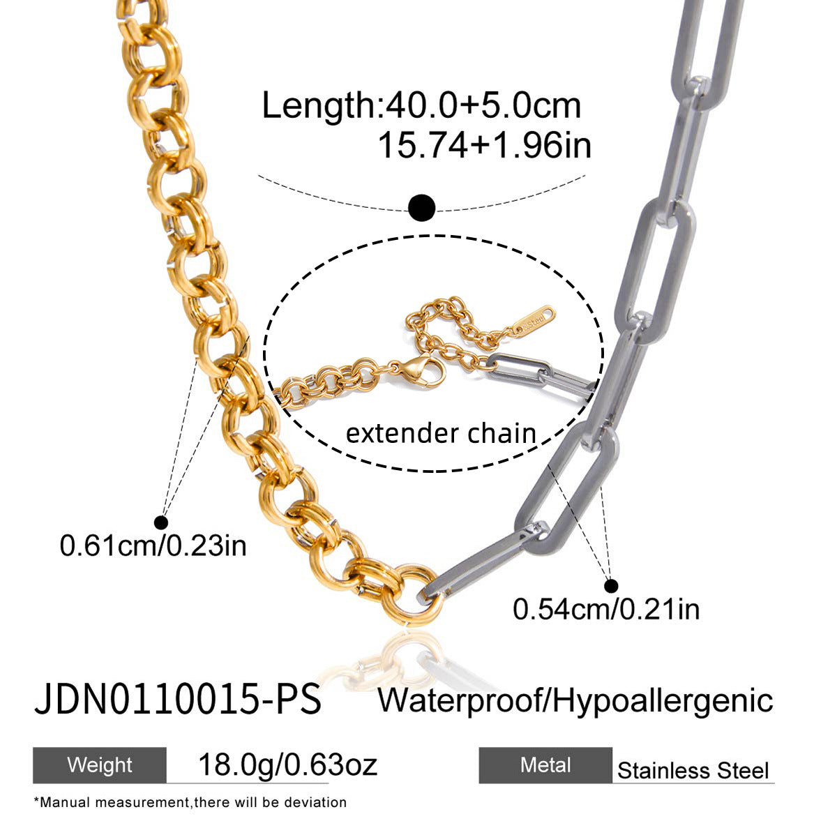 Two-tone mixed color necklace chain