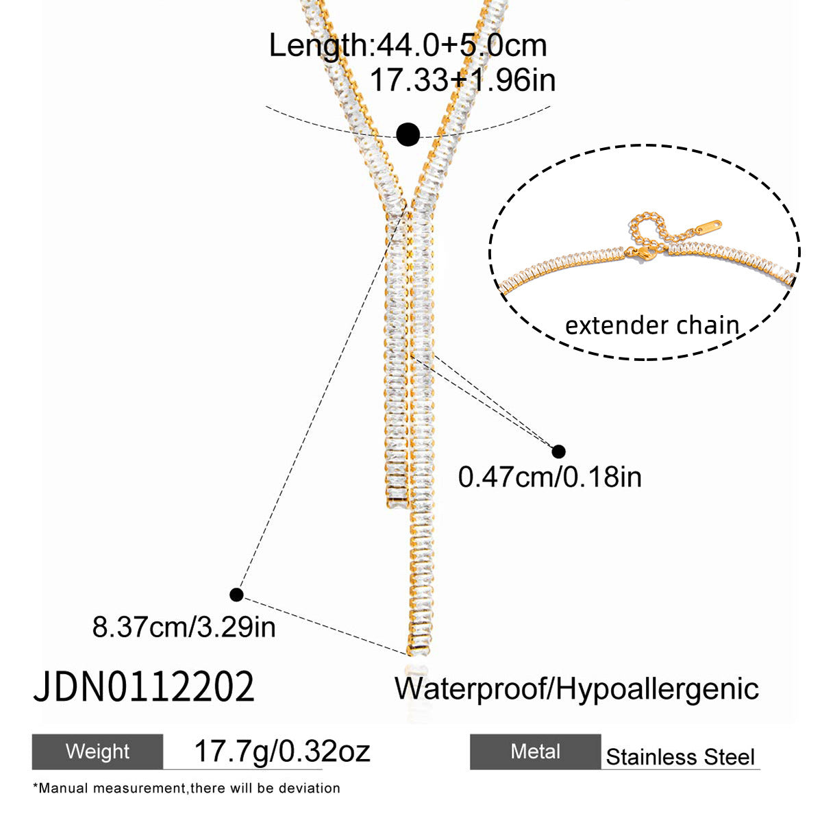 Square Zircon Tassel Necklace