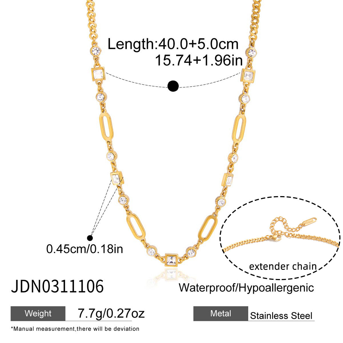 Titanium Steel Rhinestone Choker Necklace