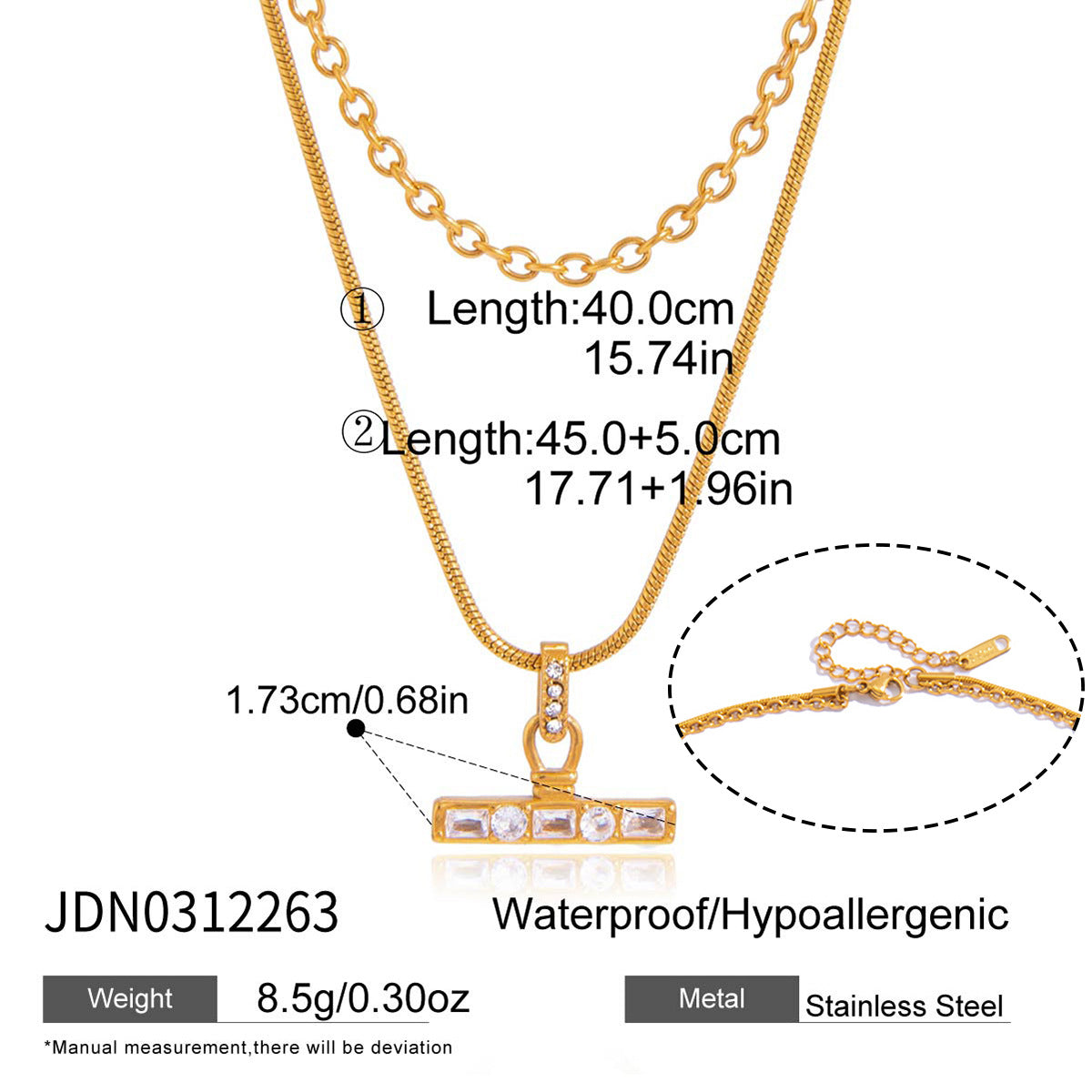 T-Bar Choker, Pre-Layered Crystal Necklace