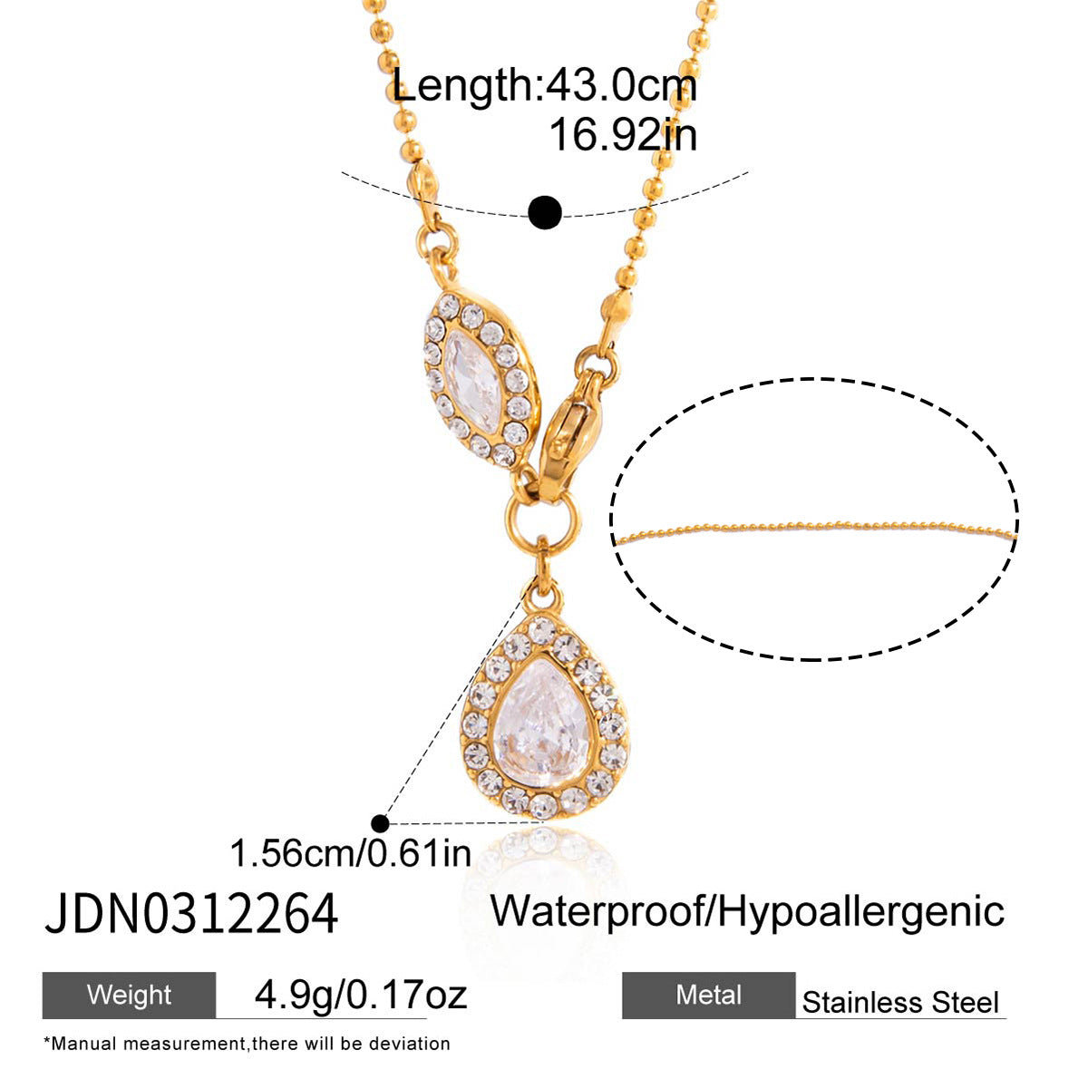 Waterproof Solitaire Necklace