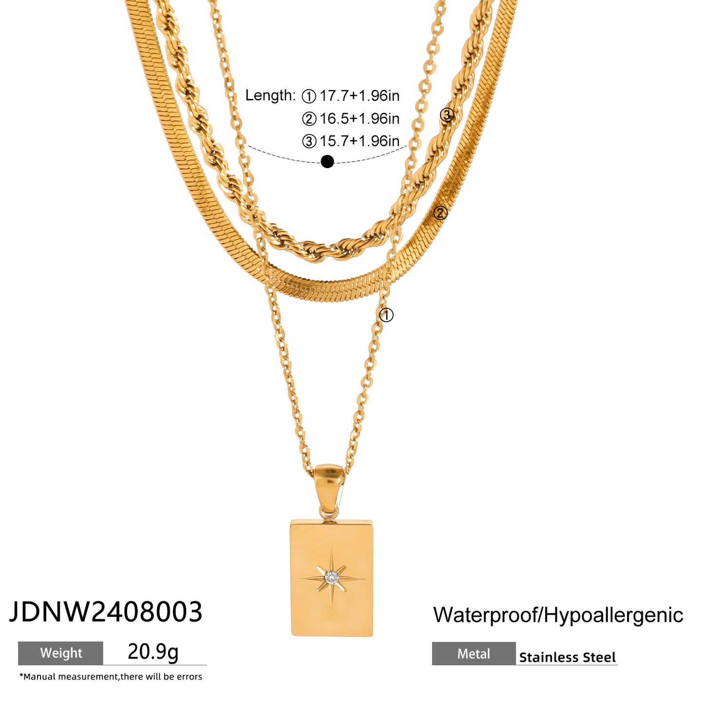 Waterproof Triple Layer Necklace