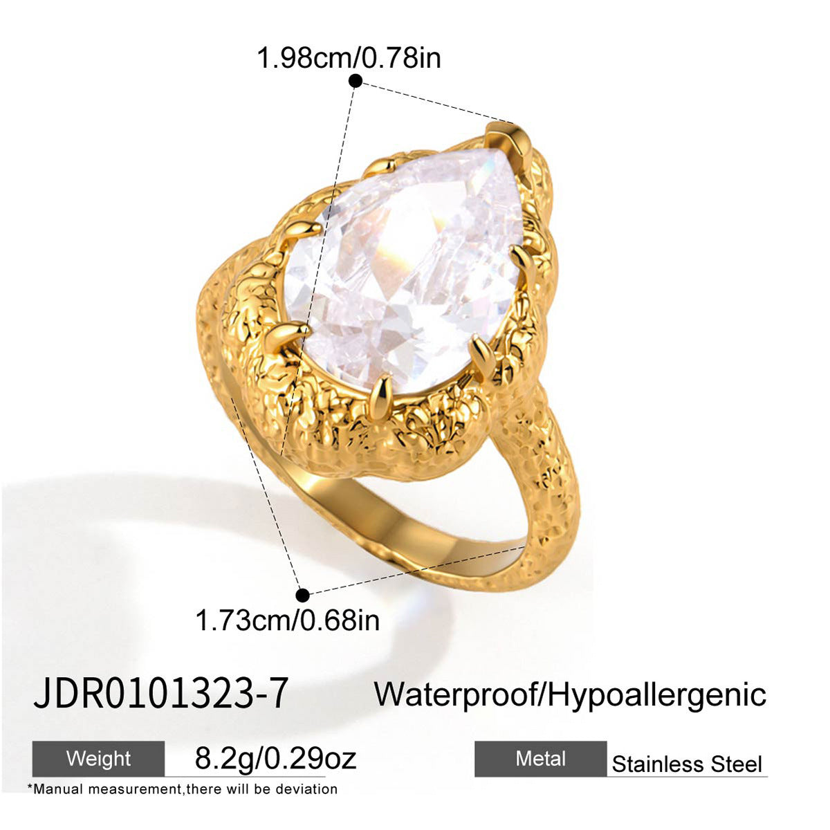 Waterproof Sand Gold Ring