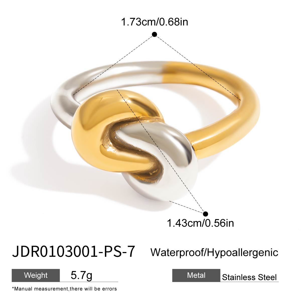Two-tone titanium steel knot ring