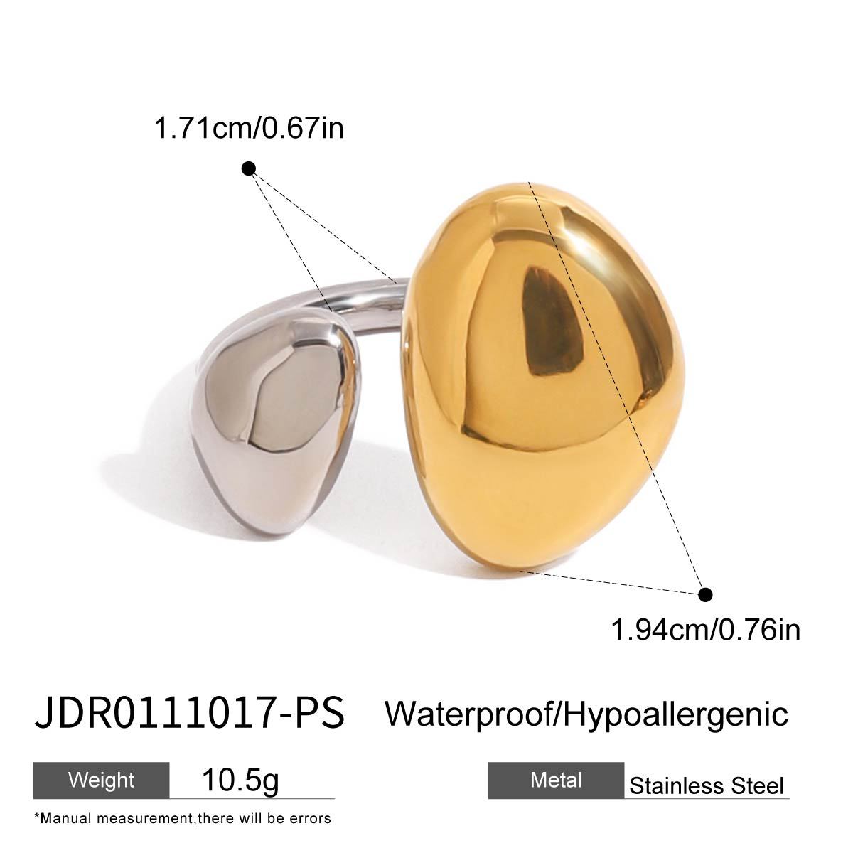 Two-Tone Teardrop Open Ring