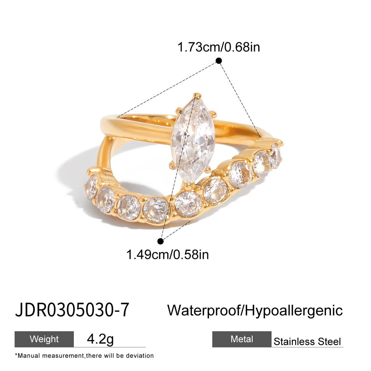 Marquise & Zircon Double Layer Ring