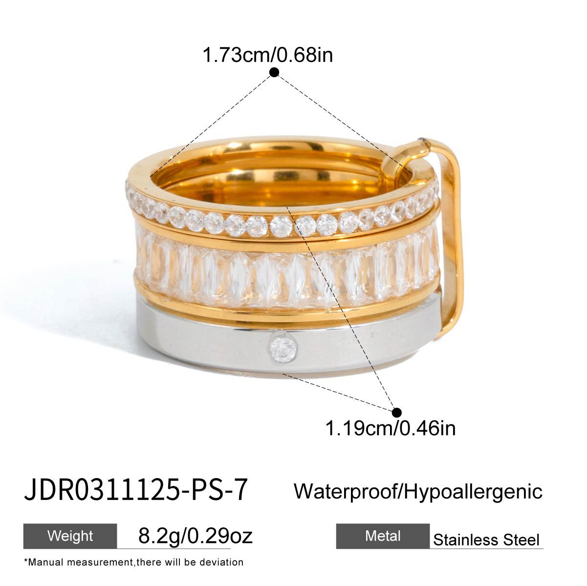 Color Block Zircon Stackable Rings