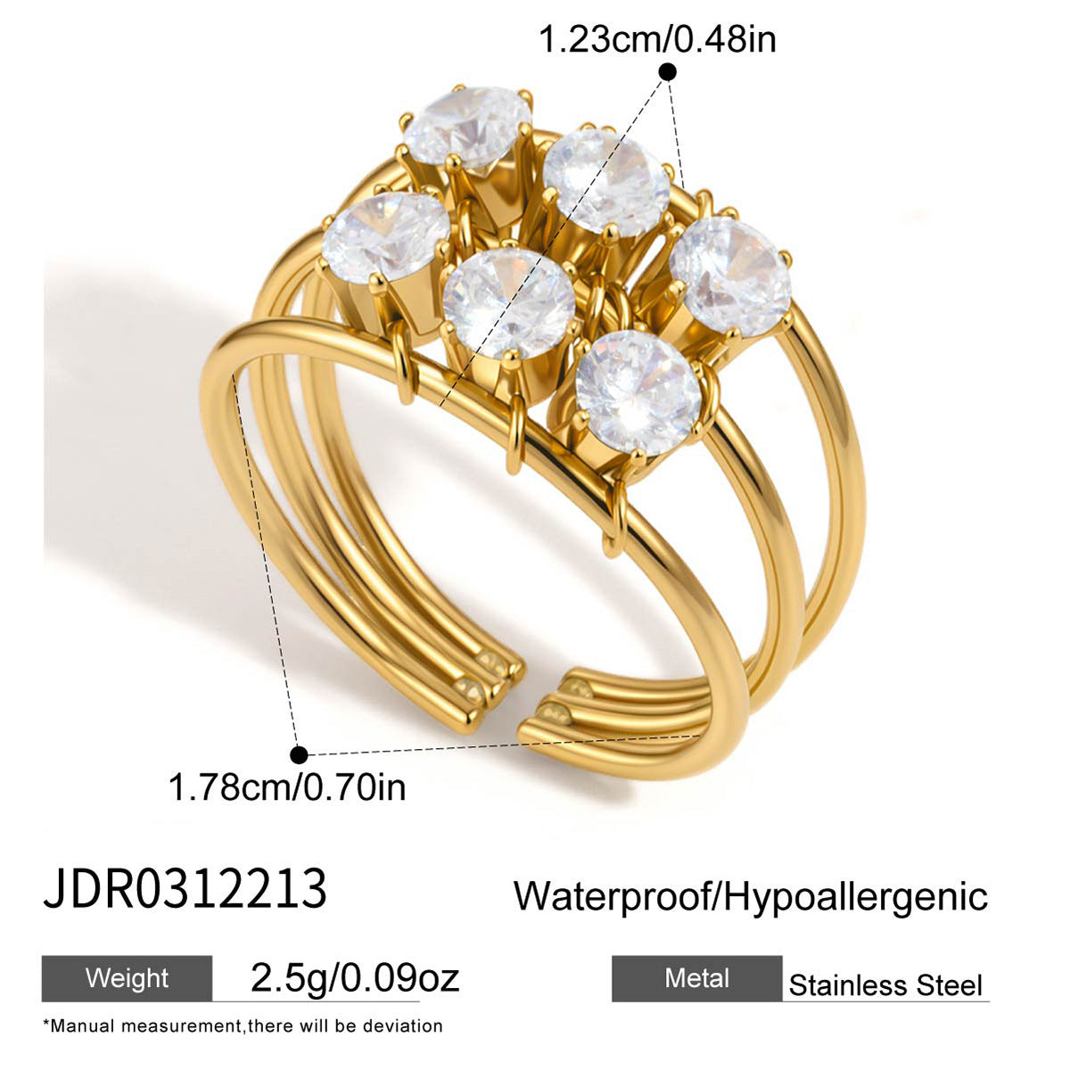 Minimalist Round Crystal Cuff Ring