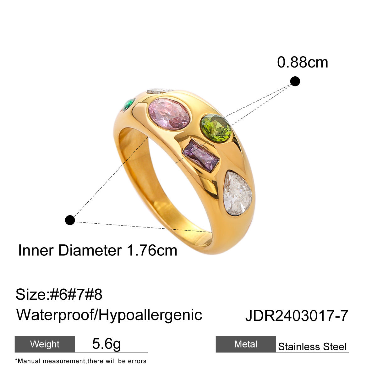 Minimalist Colorful Zirconia Band