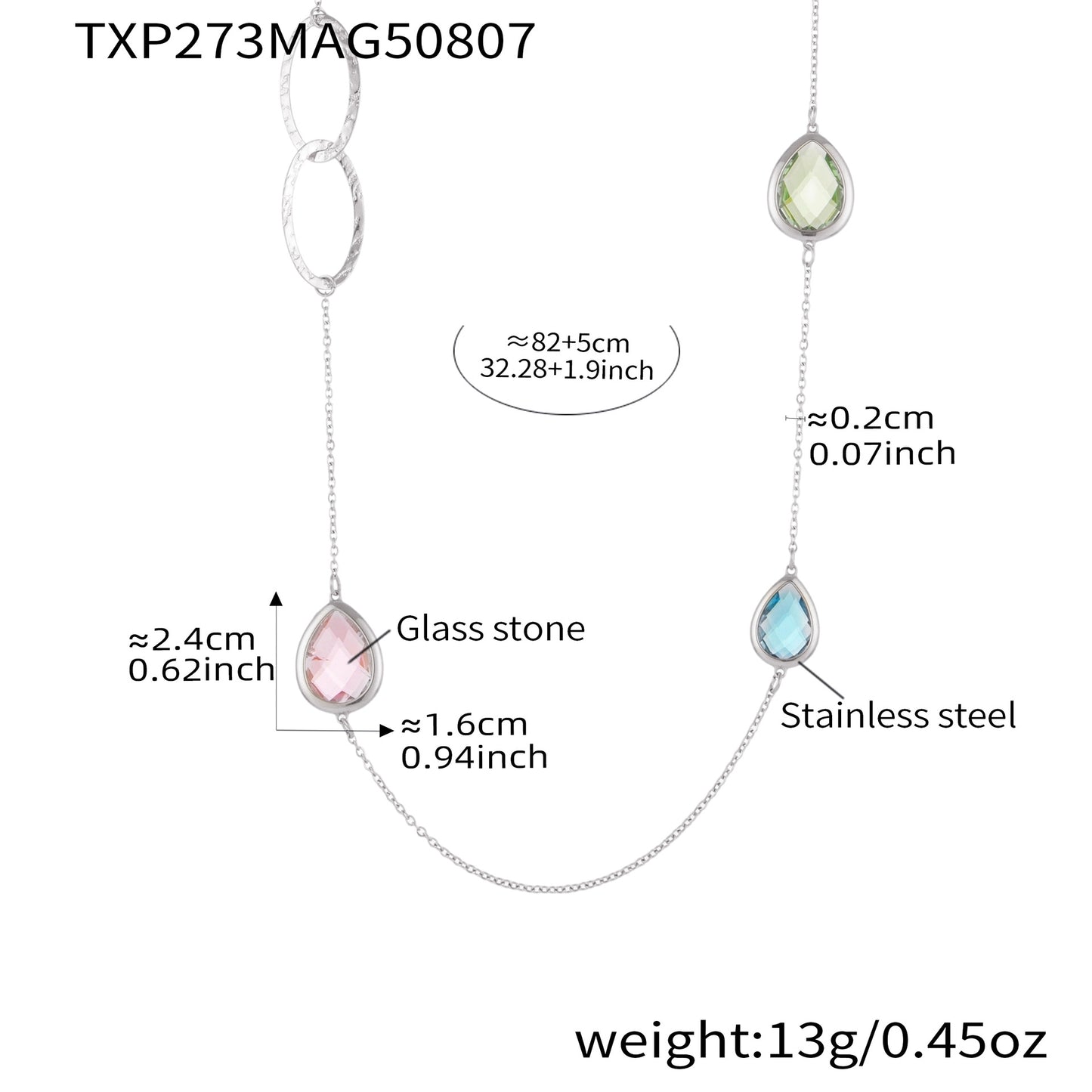 Glass Stone Spliced Hollow Circle Long Sweater Necklace
