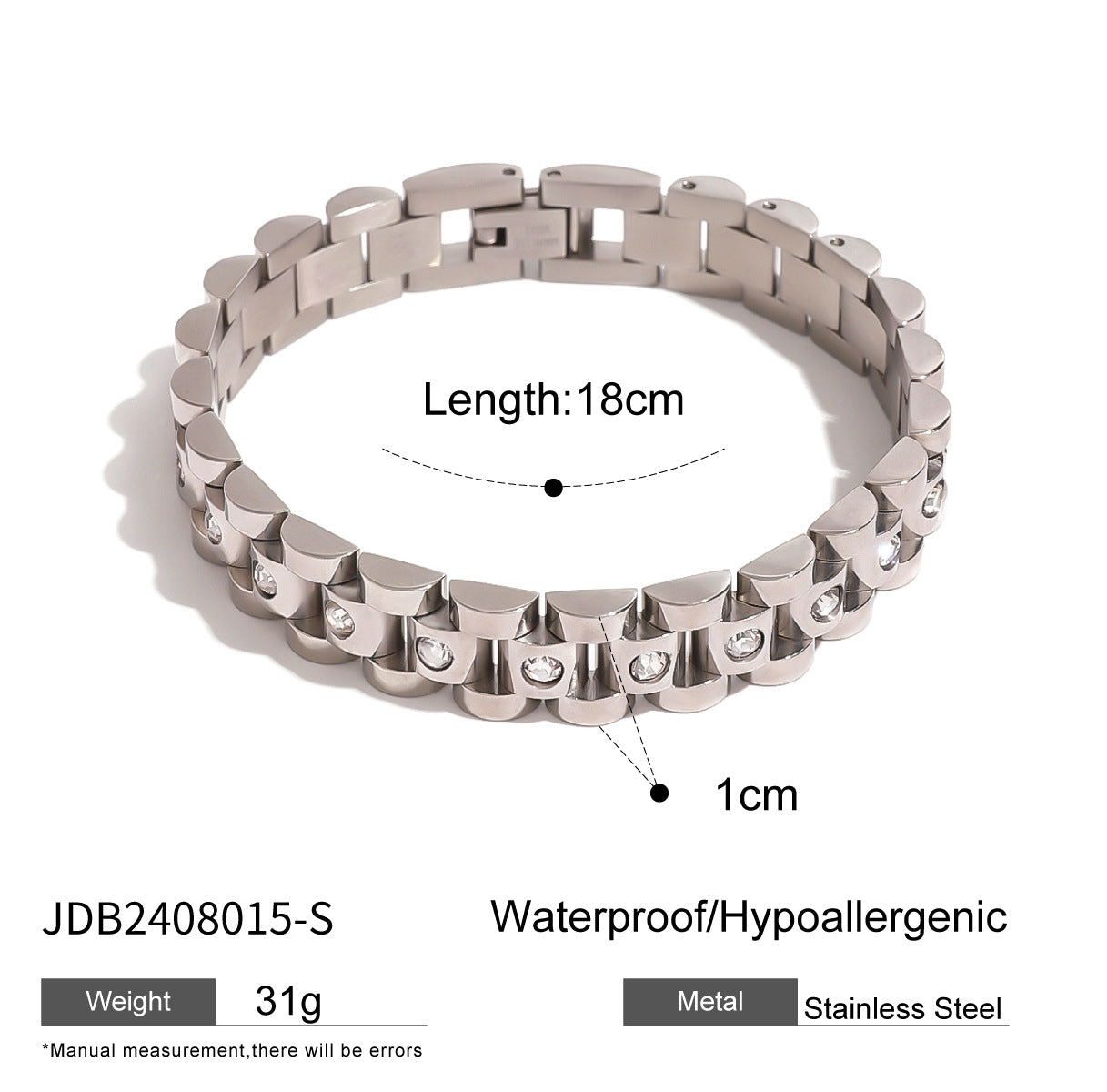 Round White Rhinestone Watch Strap