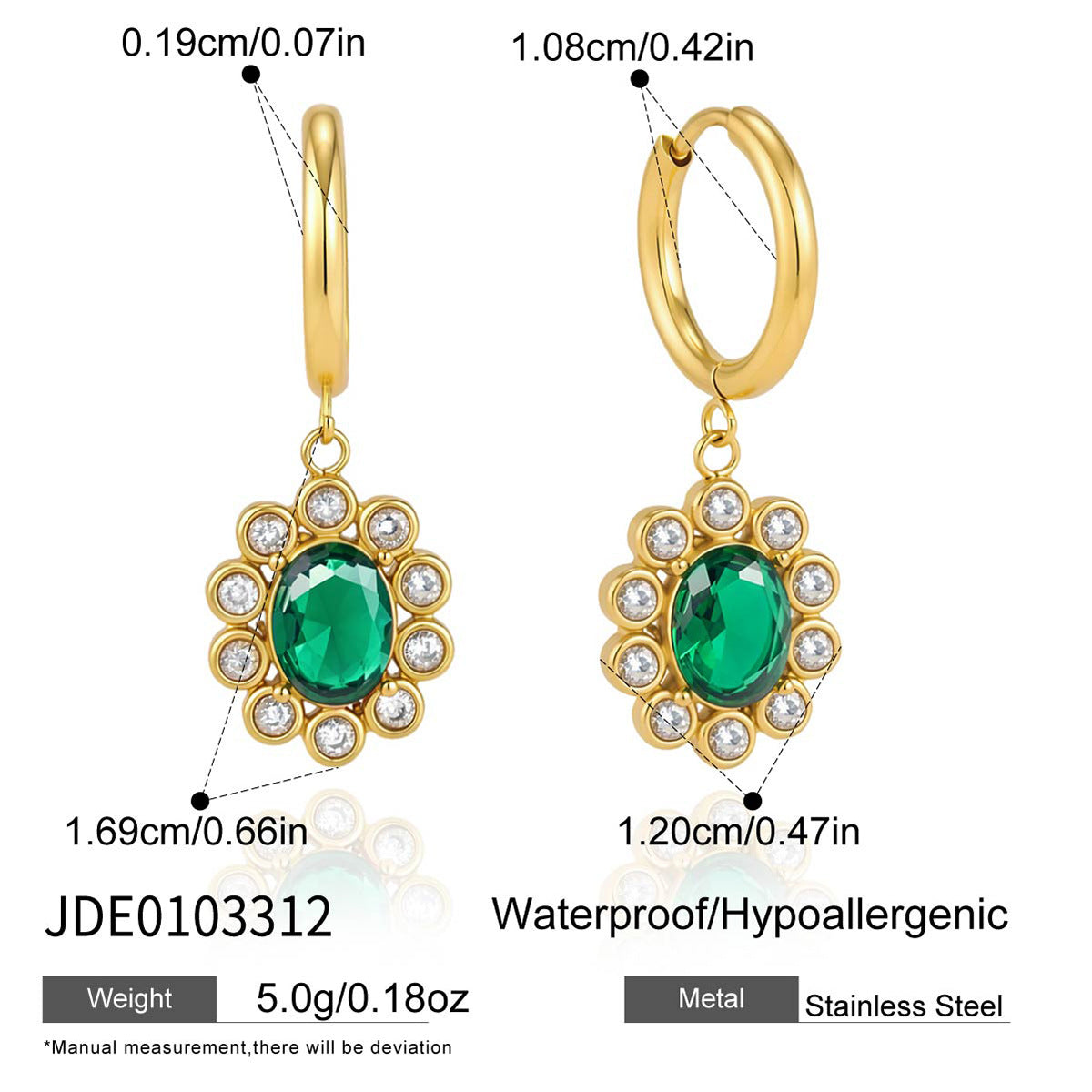Minimalist Green Flower Earrings
