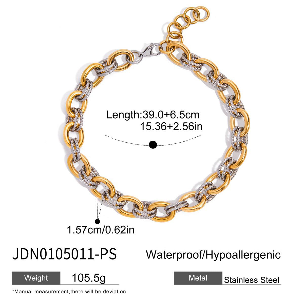 Stainless steel two-tone necklace