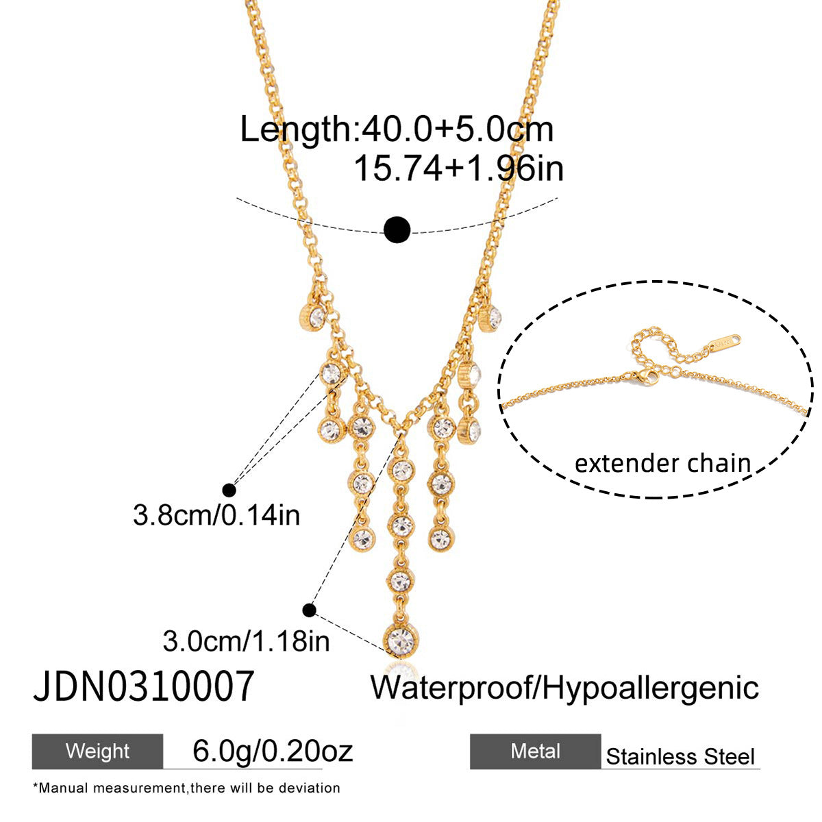 Titanium Steel Rhinestone Choker Necklace