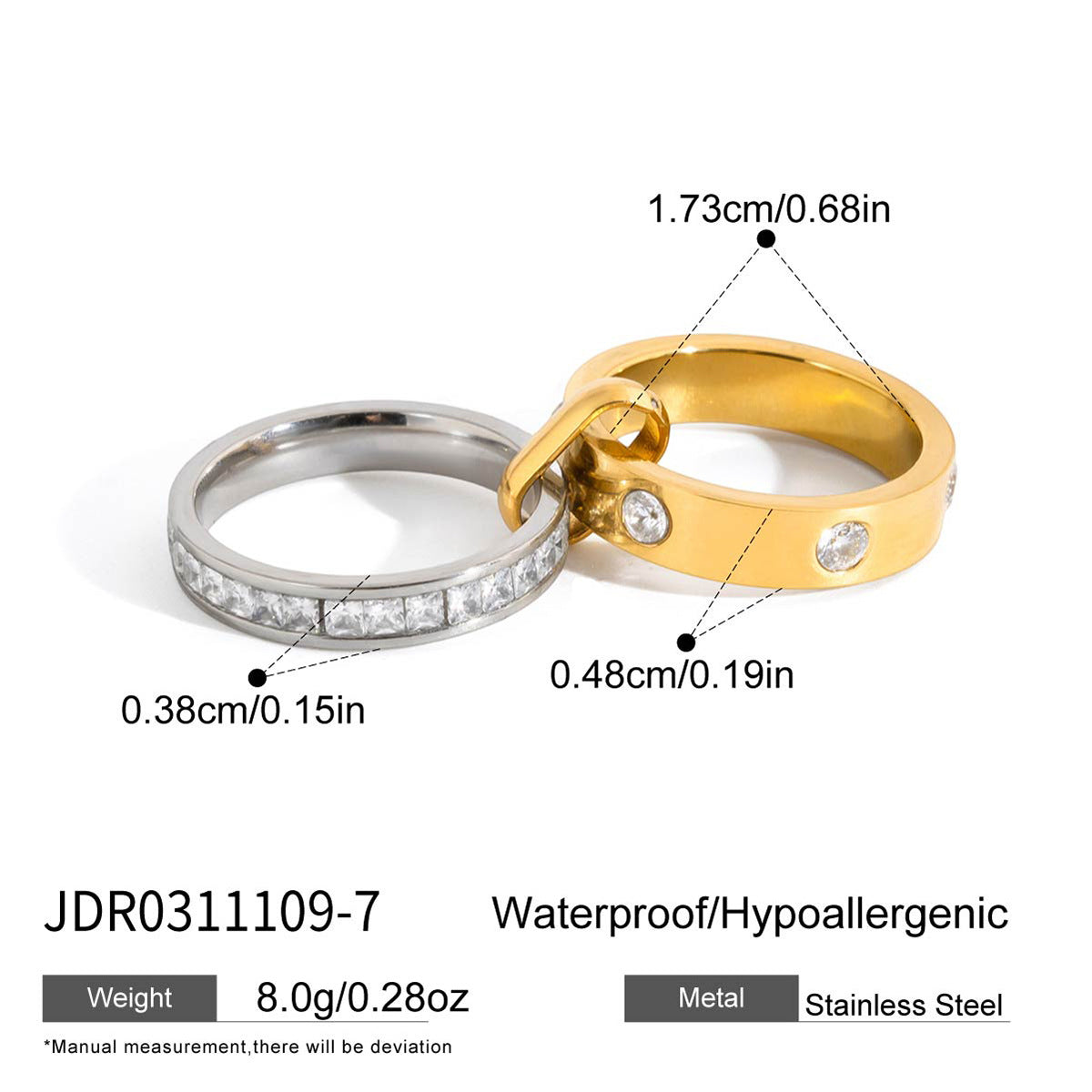 Color Block Zircon Stackable Rings