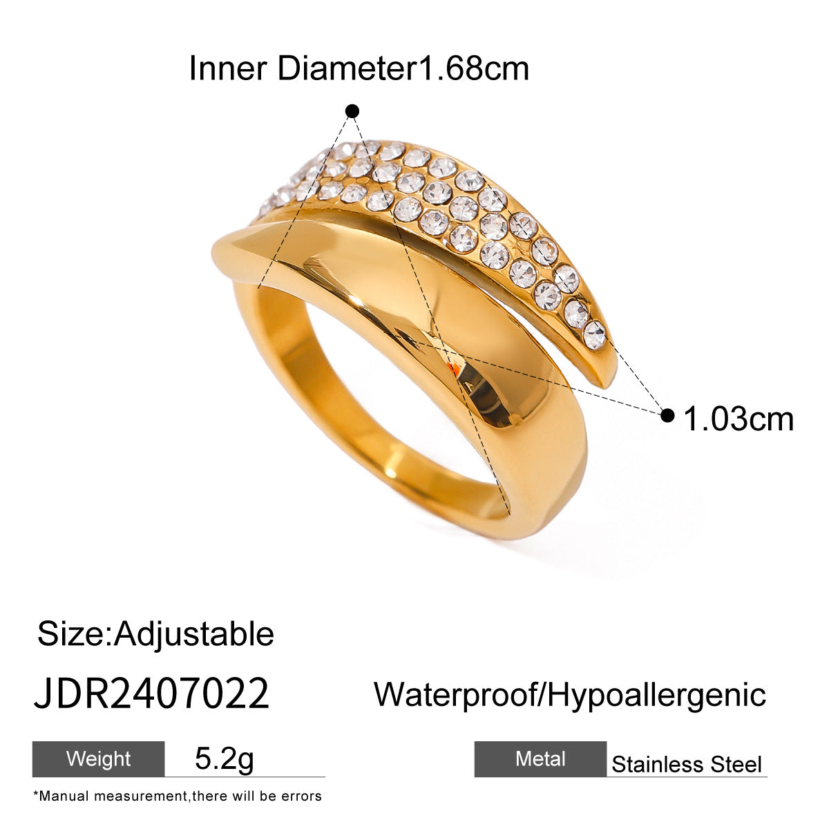 Titanium Steel Zircon Open Ring