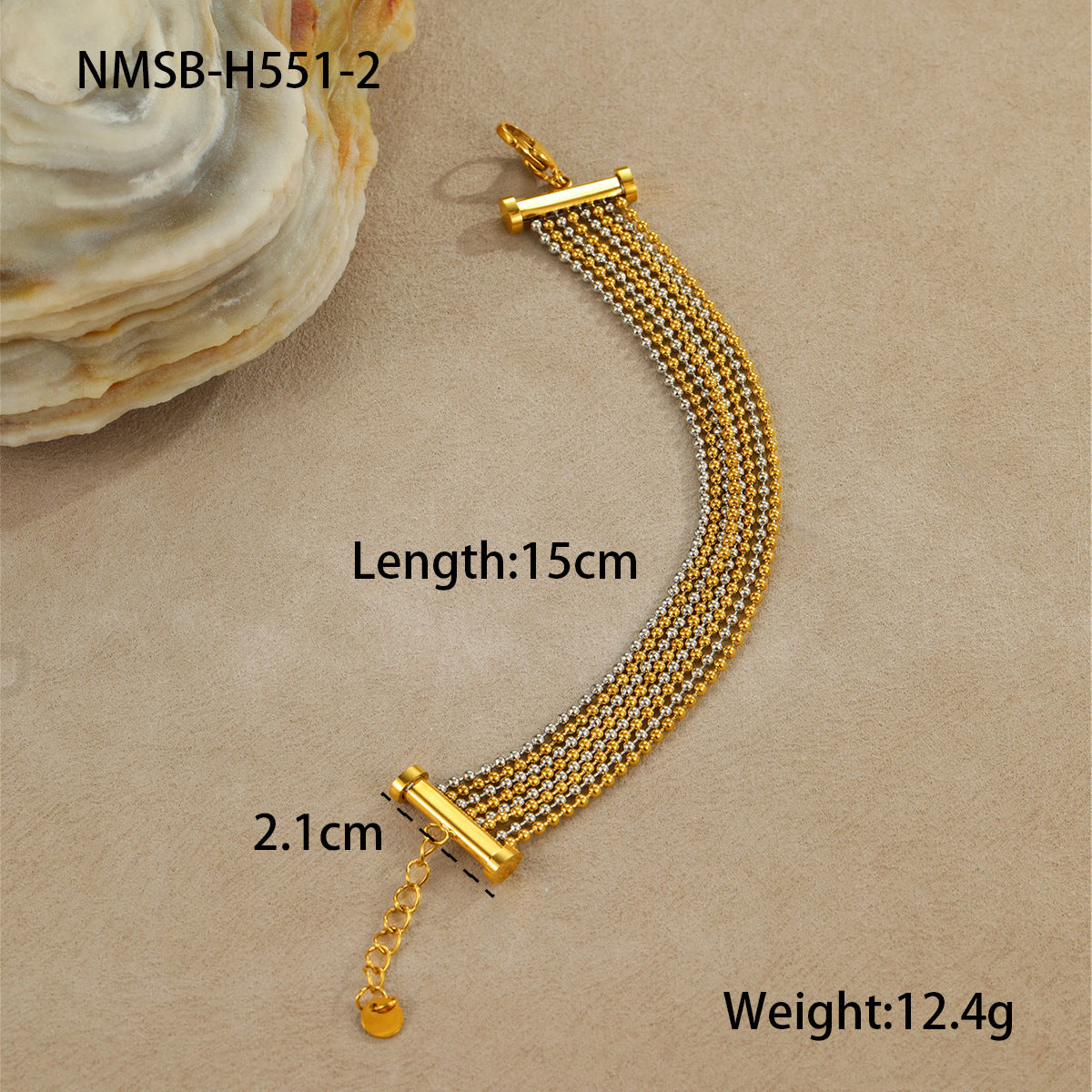 Layered stainless steel tassel bracelet