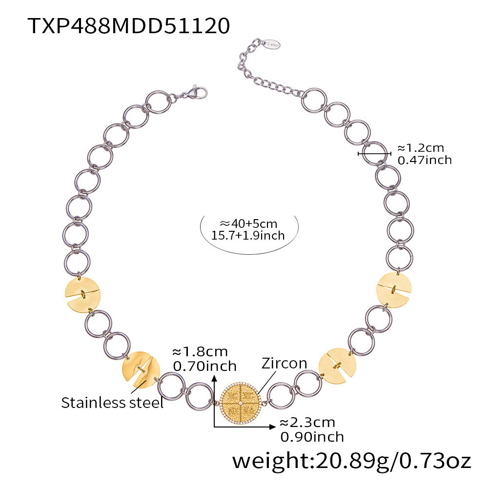Stainless steel cz letter spliced circle chain jewelry set