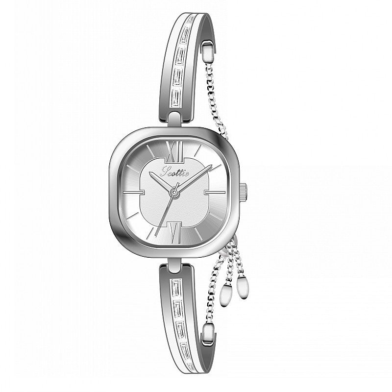 Elegant Square Crystal-Embellished Bracelet Watch for Women