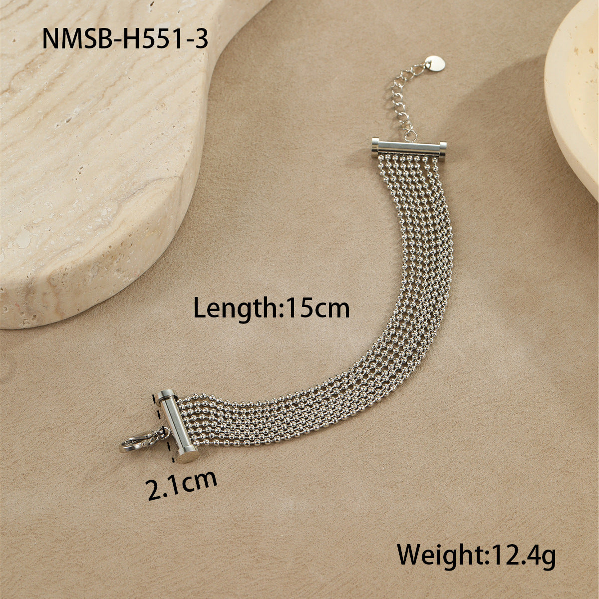 Layered stainless steel tassel bracelet