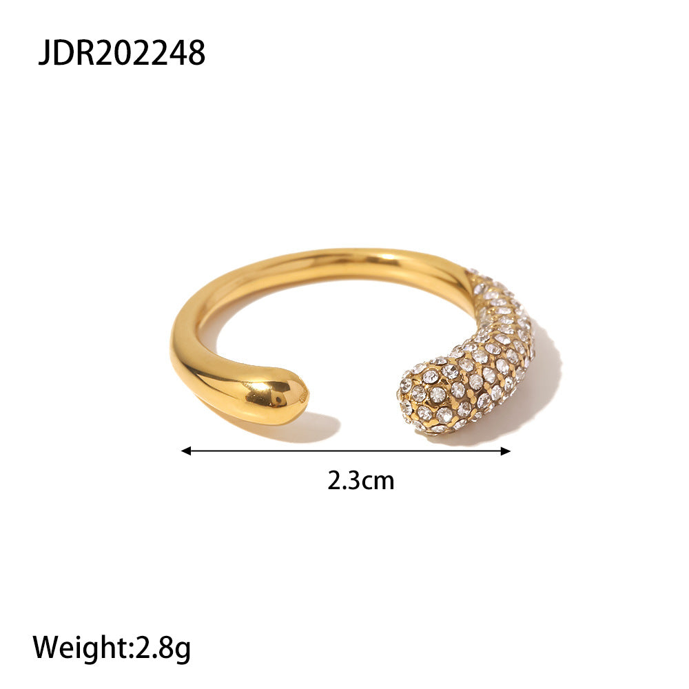 Titanium Steel Zircon Open Ring