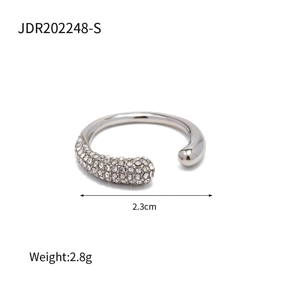 Titanium Steel Zircon Open Ring