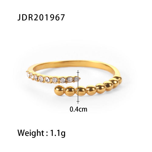 Titanium Steel Zircon Open Ring